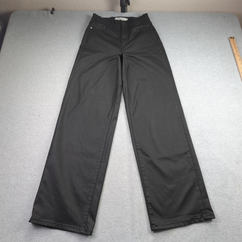 Hidden Jeans Womens 26 Black Logan Coated High Rise Dad Jean Wide Leg